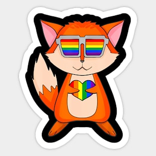 Lgbt Supporter Fox Rainbow Gay Pride Lgbt Heart Animal Sticker